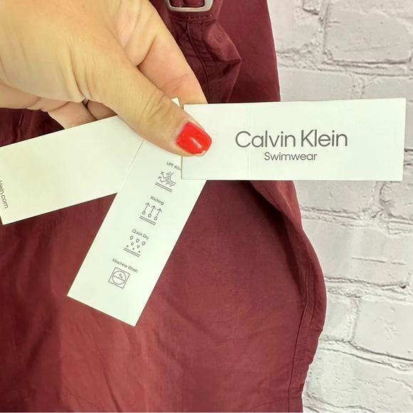 calvin Klein swimwear men's swim trunks sz XXL 2X NWT maroon burgundy - Picture 3 of 9